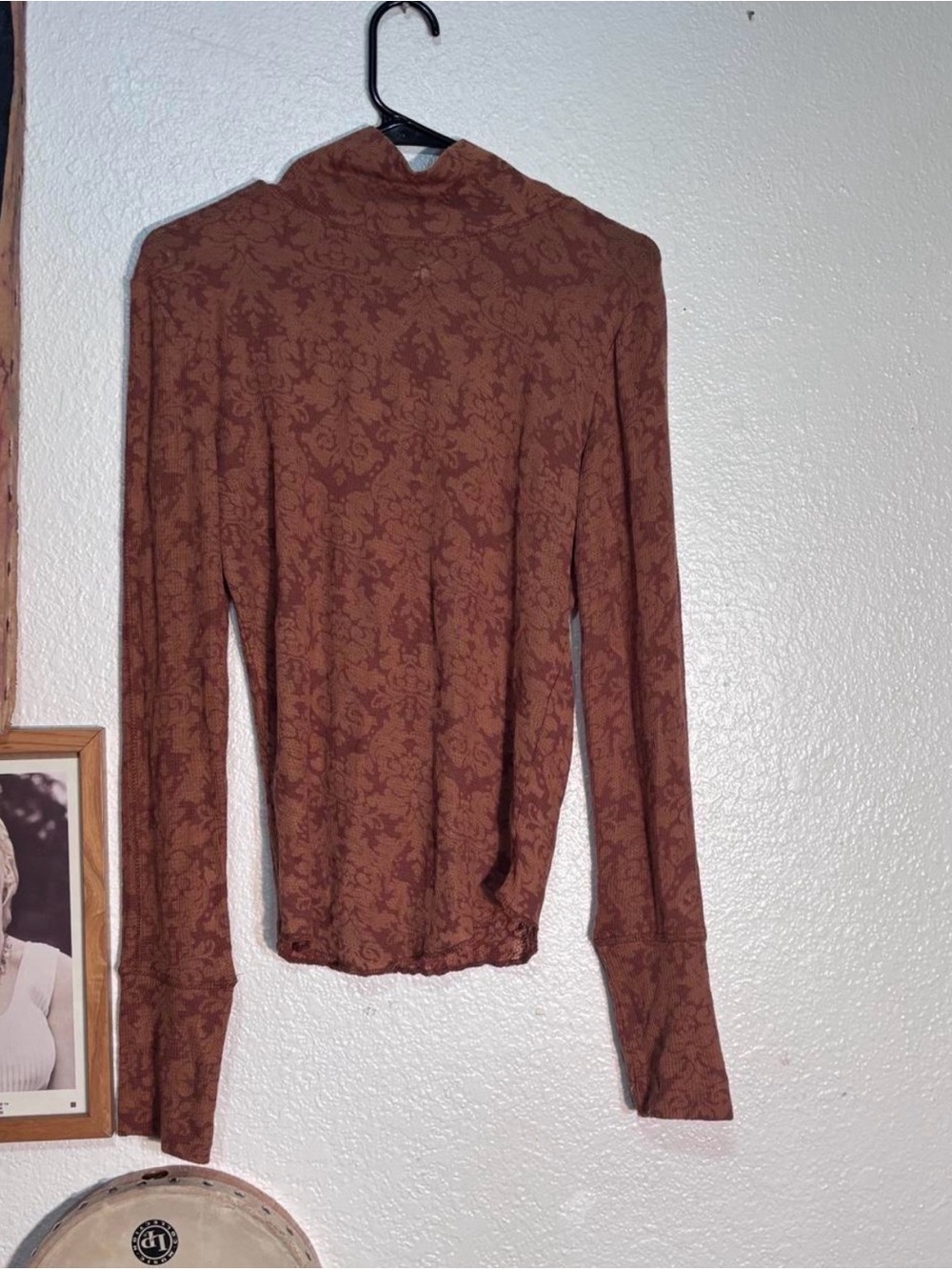 Free People Brown Floral Print Long Sleeve Top
